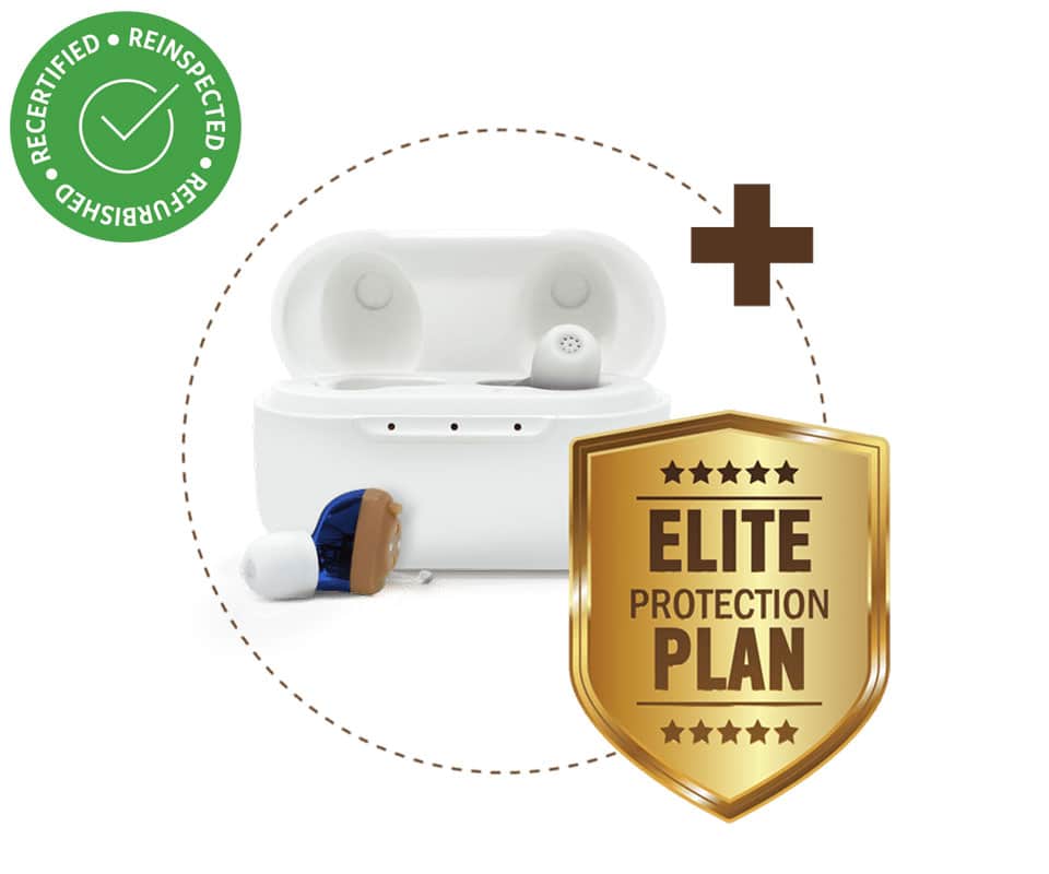 Refurbished: BUNDLE: NANO CIC Recharge OTC Hearing Aids + Elite Protection Plan