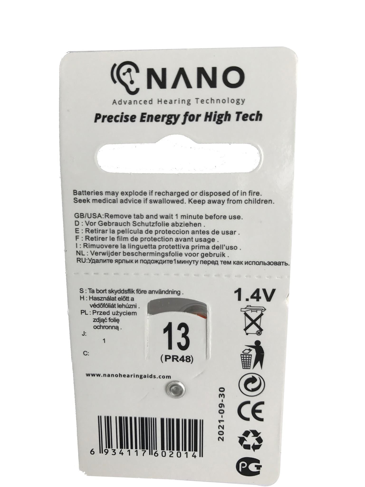 Buy 3 Packs Get 3 FREE! 6 Month Supply - Nano Batteries Premium 10a Zinc Air Hearing Aid Batteries