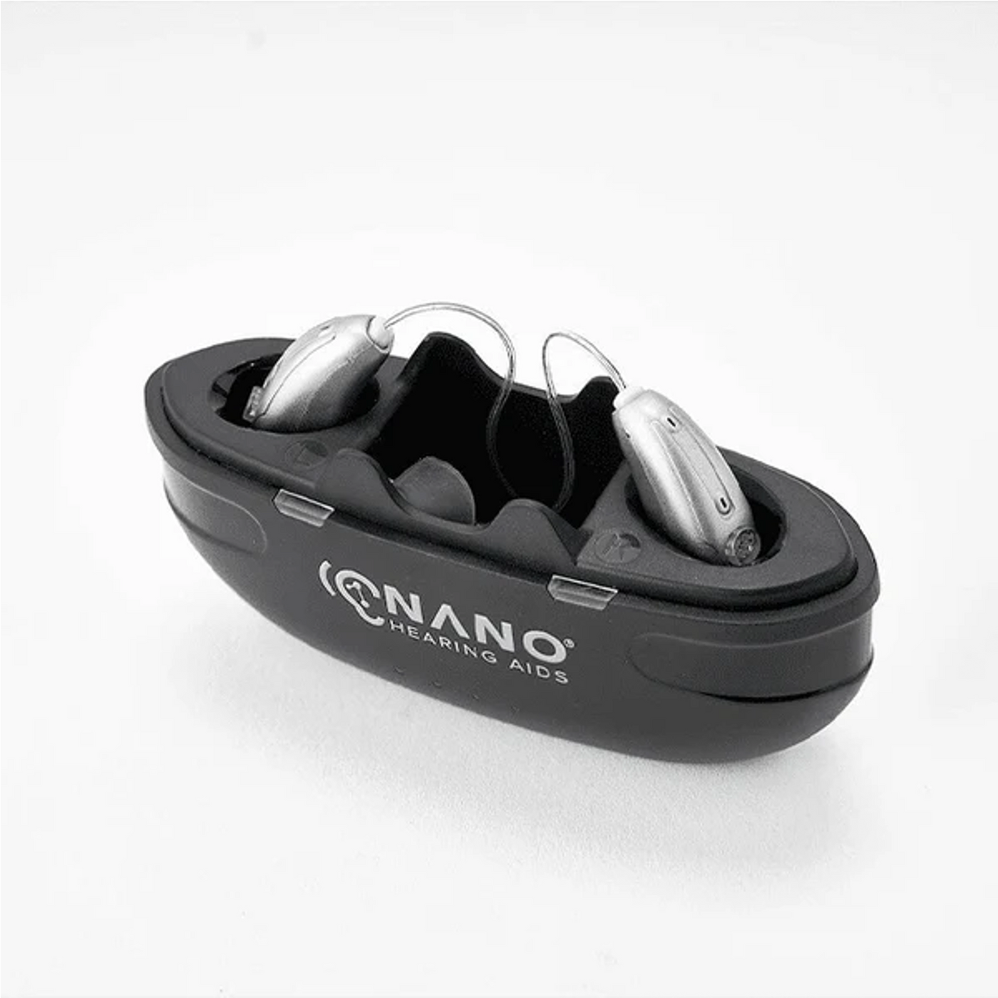 Nano Audacity® RIC with its small and portable magnetic charging case.