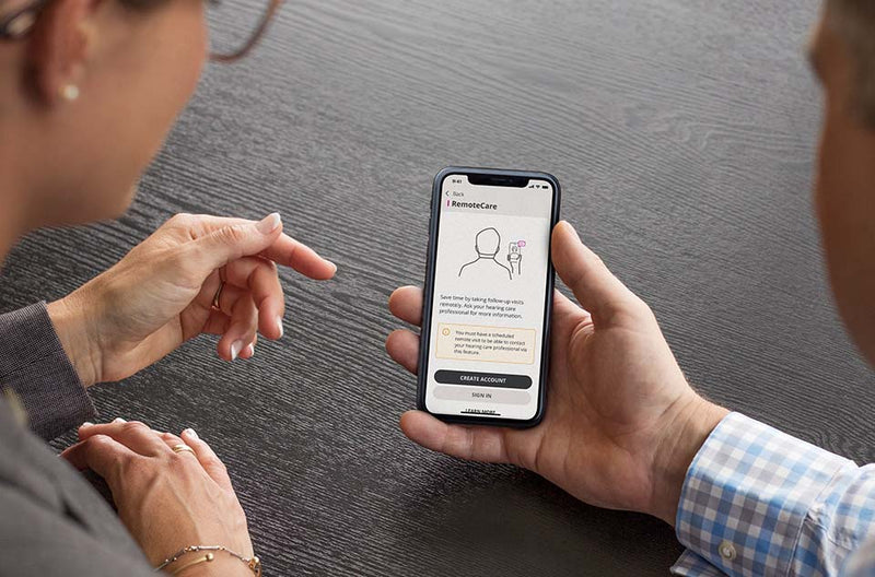 Oticon Companion app showing the RemoteCare feature.