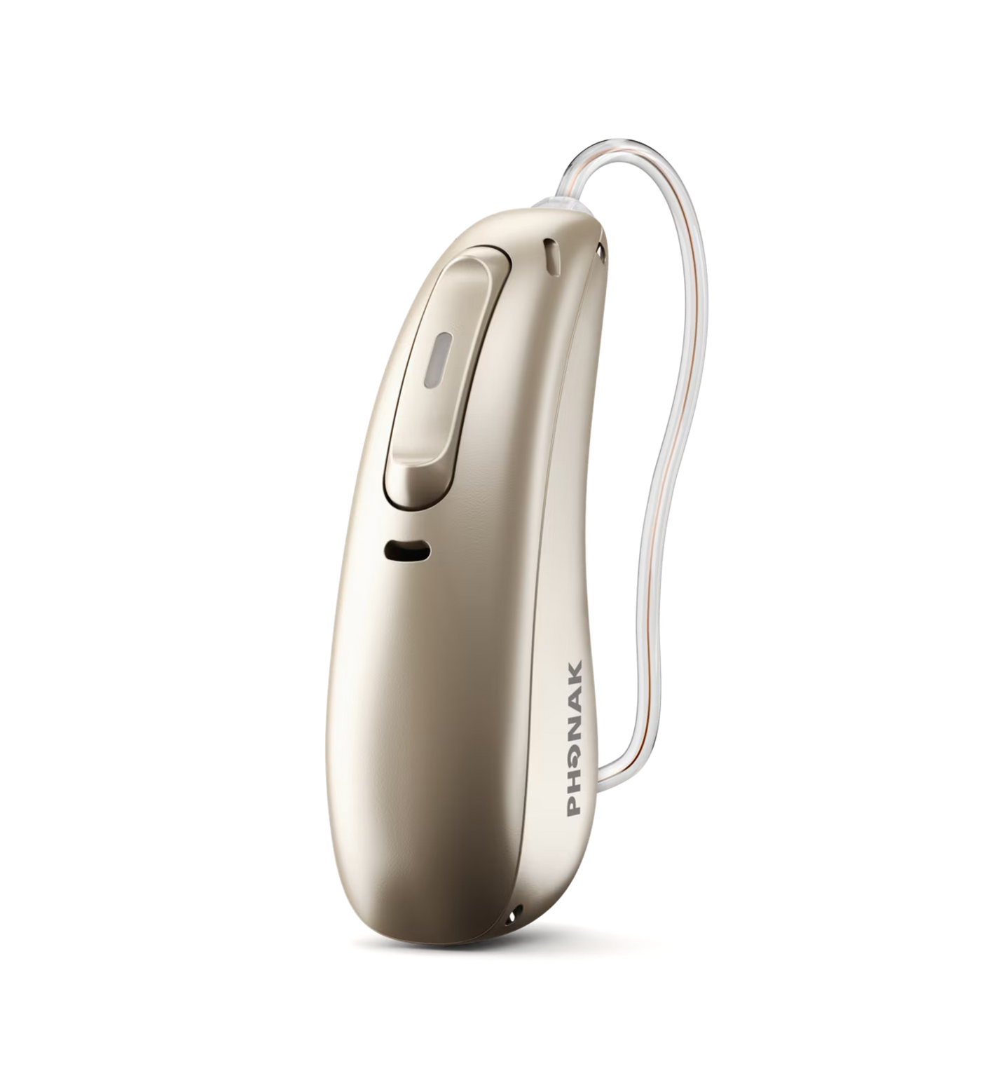 A woman wearing the Widex Moment Sheer hearing aid.