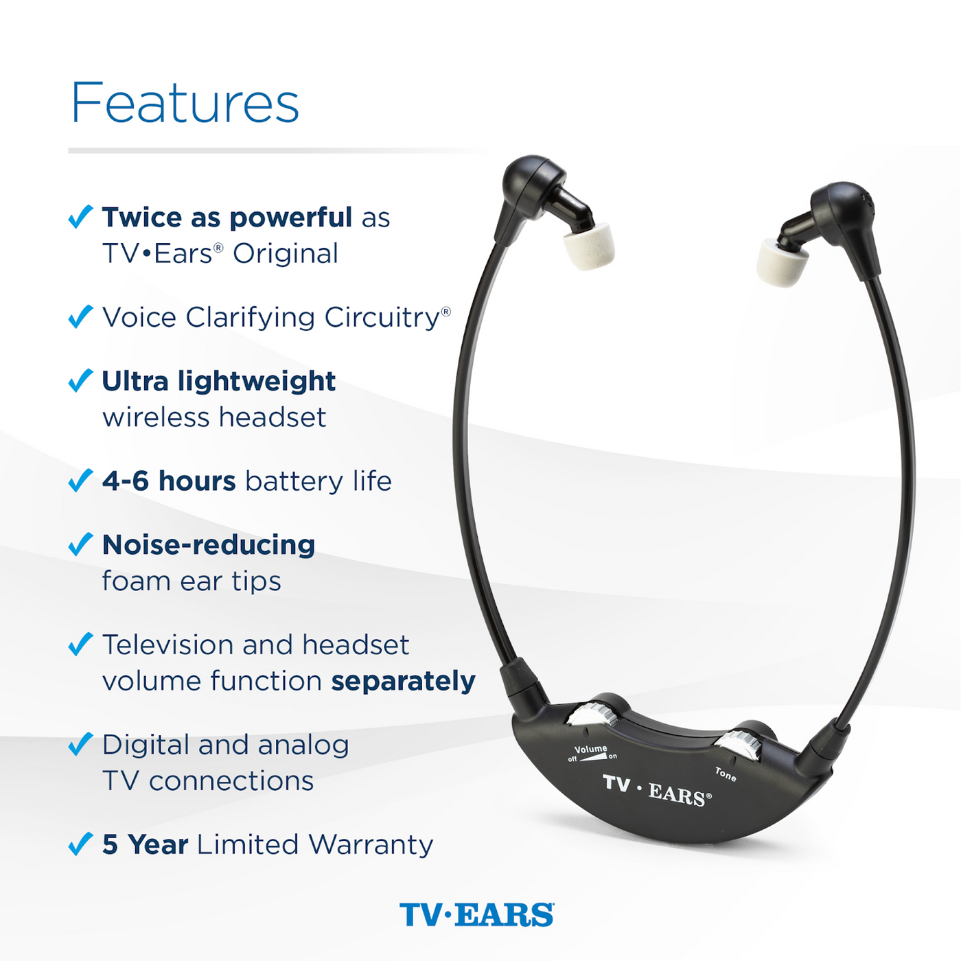 An image showing the features of TV Ears.